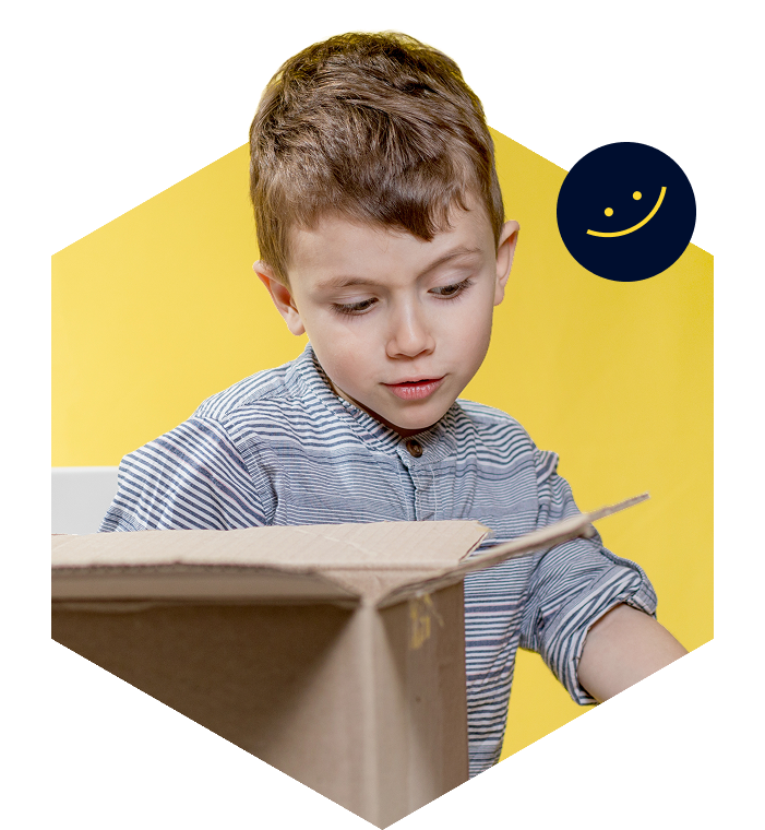child opening box